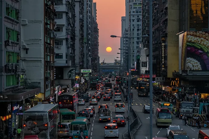 日落-亚皆老街（拍摄于2019年10月，秋）