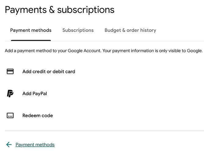 Google Pay 添加支付方式