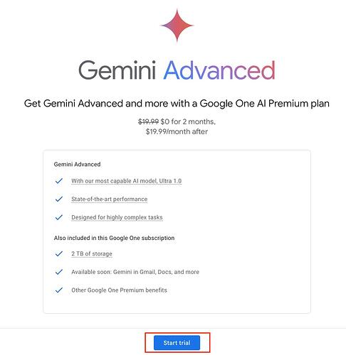Gemini Advanced 免费订阅激活页面