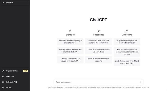 ChatGPT 使用界面